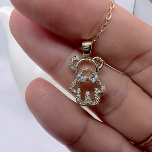 Teddy bear pendant gold chain necklace‎